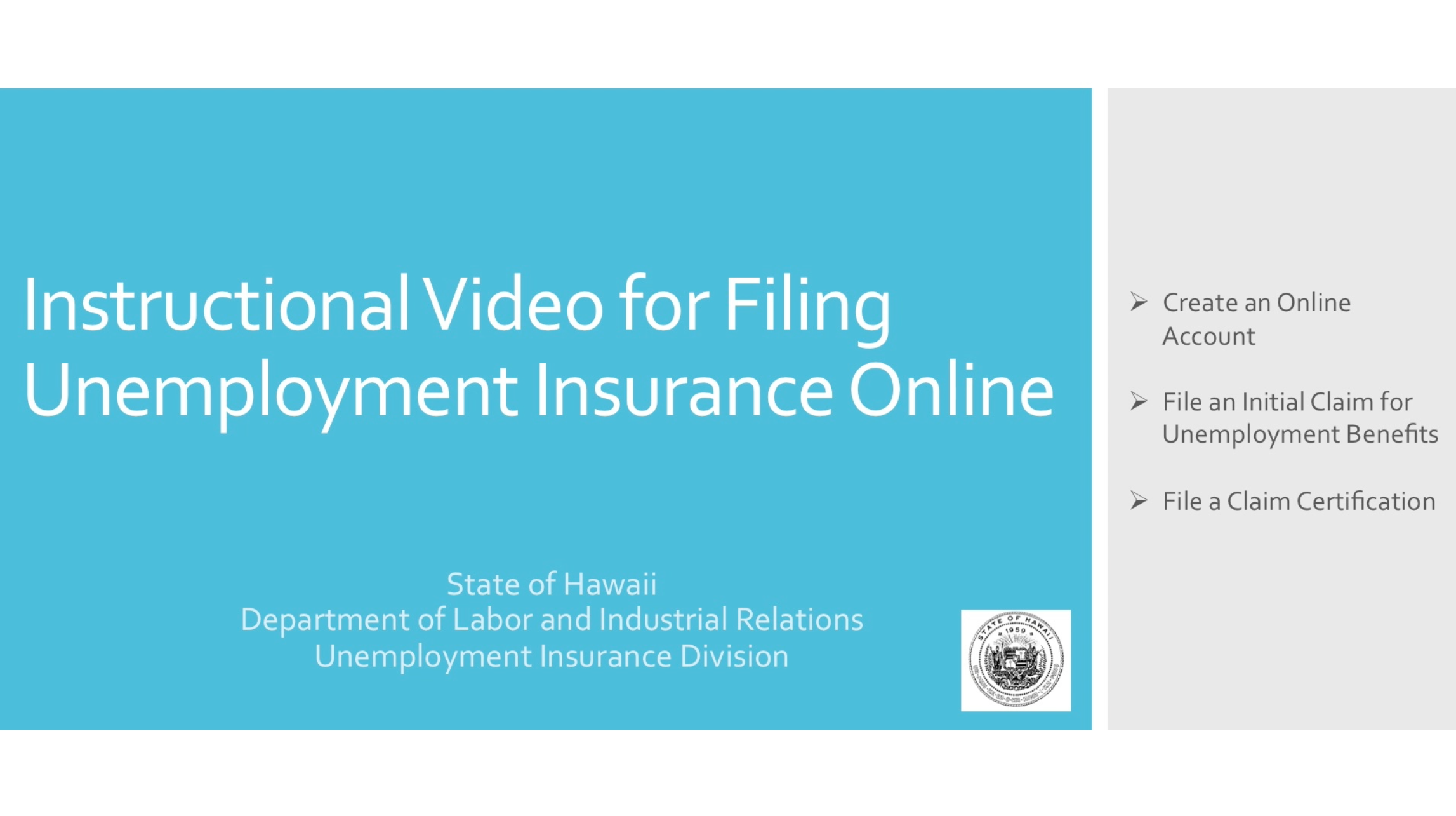 Instructional Video for Filing Unemployment Insurance Online